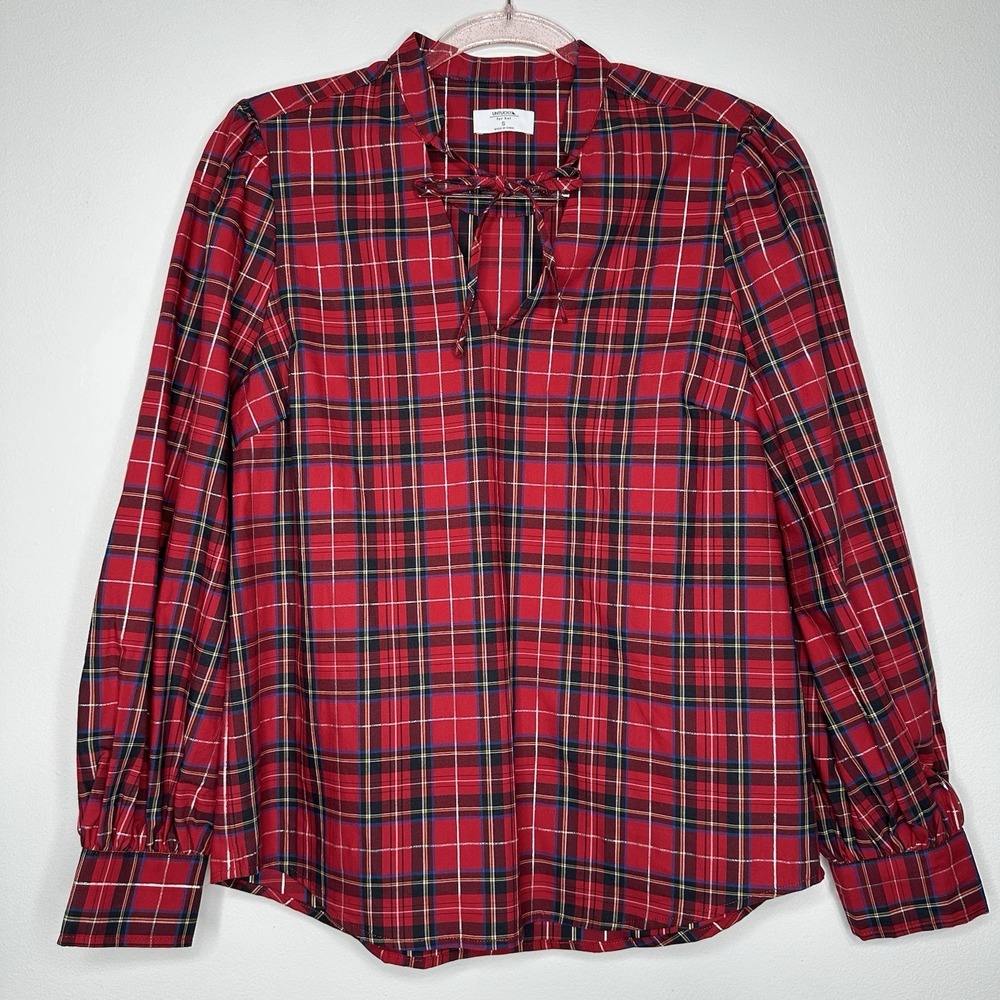 Untuckit Joy Shirt Red‎ Stewart Plaid Long Sleeve Small